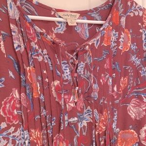 Lucky Brand Floral Maroon Blouse